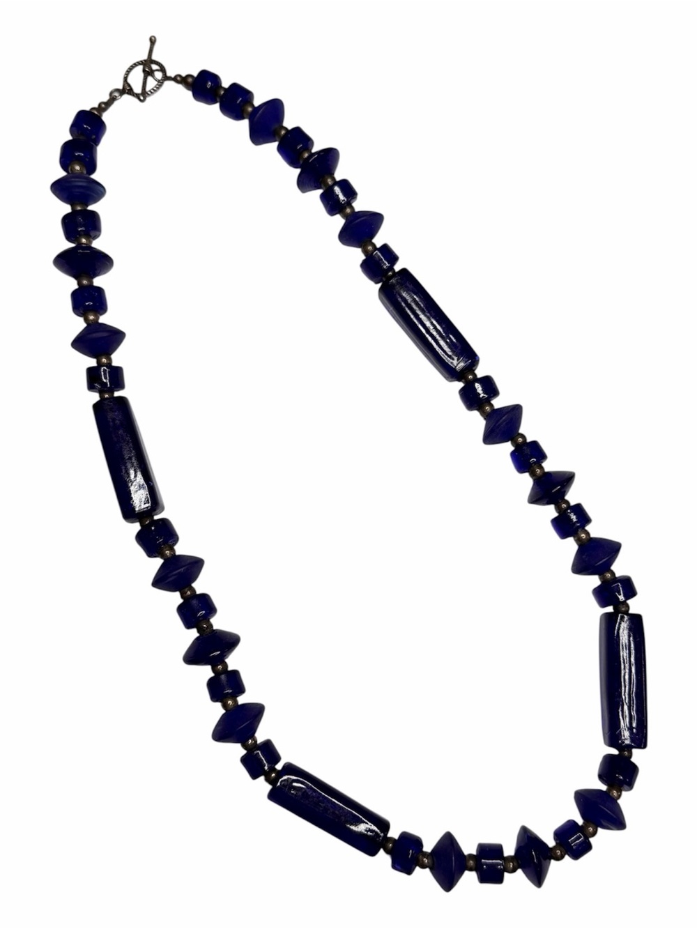 Vintage Handcrafted Cobalt Blue Glass Beaded Necklace